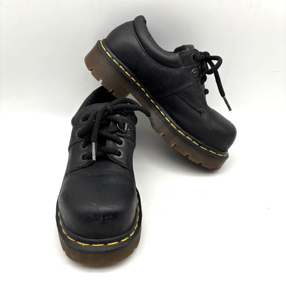VTG 90s England Dr. Martens Airwair 8833 4 Eye Heritage Steel Toe Boots W5 M4 - Picture 1 of 16